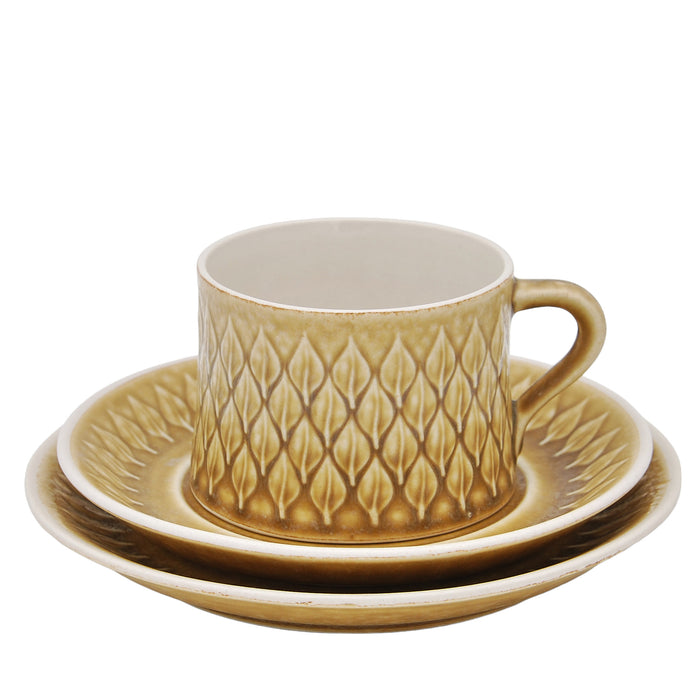 J.H. Quistgaard Relief Tea Cup Trio, vintage Cup, Soucer & plate Quistgaard Early Production | No Stamp